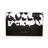 NEW $1290 ALEXANDER MCQUEEN Black WHITE GRAFFITI Leather SKULL Crossbody BAG NIB
