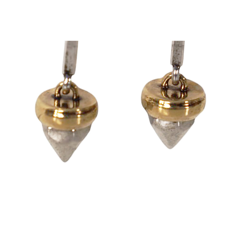 NEW $650 ALEXANDER MCQUEEN Silver Tone Brass SKULL STUD Drop Pendant EARRINGS