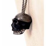 NEW $490 ALEXANDER MCQUEEN Silver Tone Brass DIVIDED SKULL Pendant NECKLACE NIB