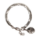 NEW $520 ALEXANDER MCQUEEN Silver Tone Brass SPIDER SKULL Double Chain BRACELET