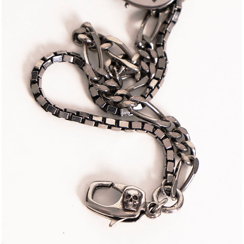 NEW $520 ALEXANDER MCQUEEN Silver Tone Brass SPIDER SKULL Double Chain BRACELET