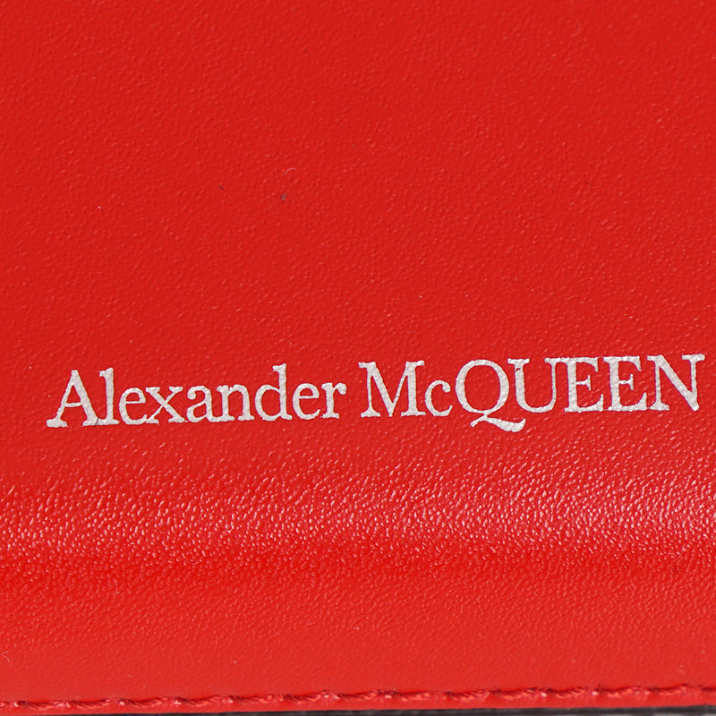 NEW $810 ALEXANDER MCQUEEN Black Red LEATHER CARD CASE & Set SKULL PLAYING CARDS