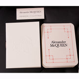 NEW $810 ALEXANDER MCQUEEN Black Red LEATHER CARD CASE & Set SKULL PLAYING CARDS