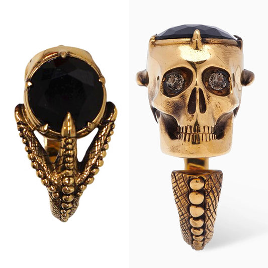 19/21 US 10/9 NEW $390 ALEXANDER MCQUEEN Gold Brass BIRD TALON VICTORIAN SKULL RING