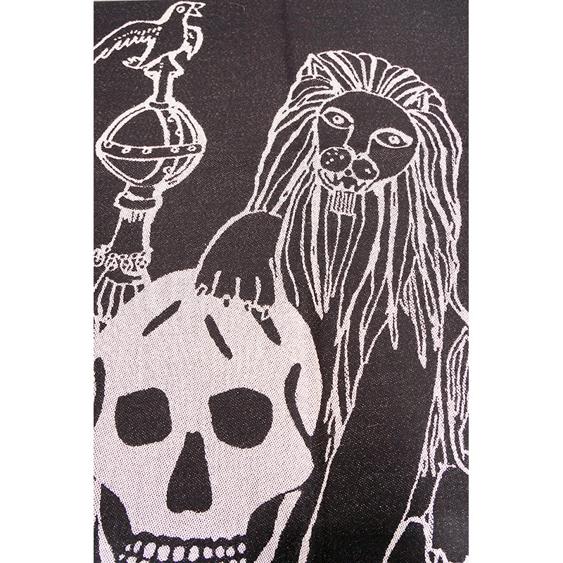 NEW $695 ALEXANDER MCQUEEN Black OVERSIZE ROYAL SKULL Lion Snake 100% Wool SCARF