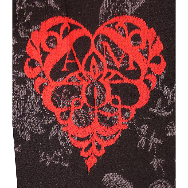 NEW $1080 ALEXANDER MCQUEEN Skull QUEEN OF HEART SKELETON BUTTERFLY Wool SCARF