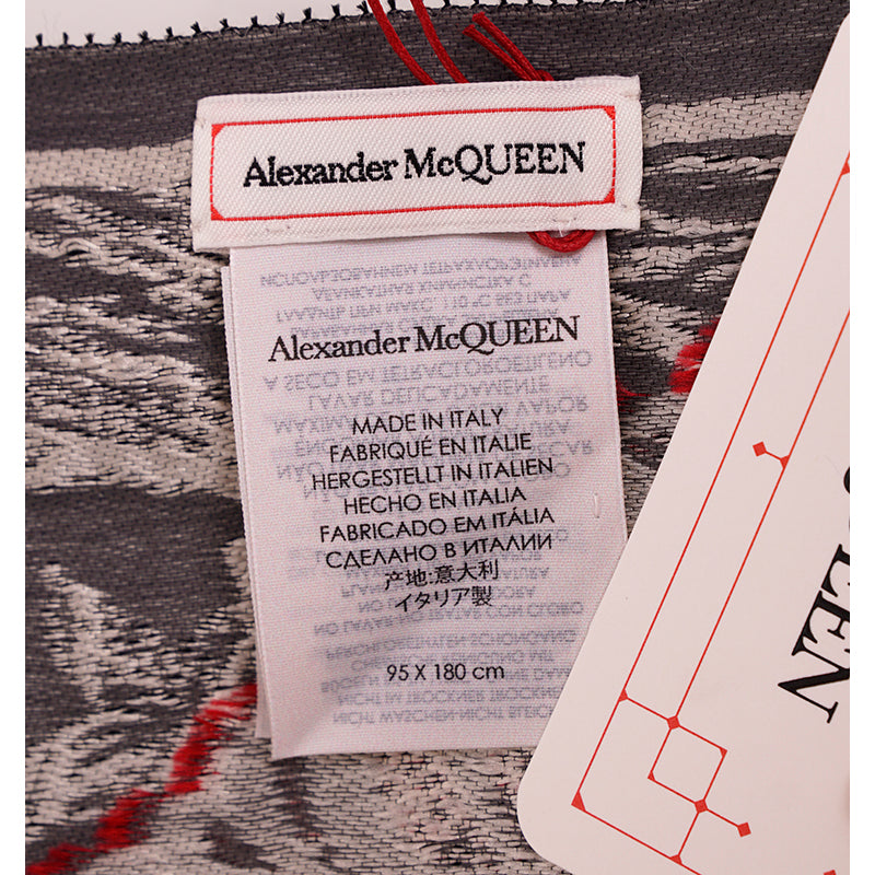 NEW $1080 ALEXANDER MCQUEEN Skull QUEEN OF HEART SKELETON BUTTERFLY Wool SCARF