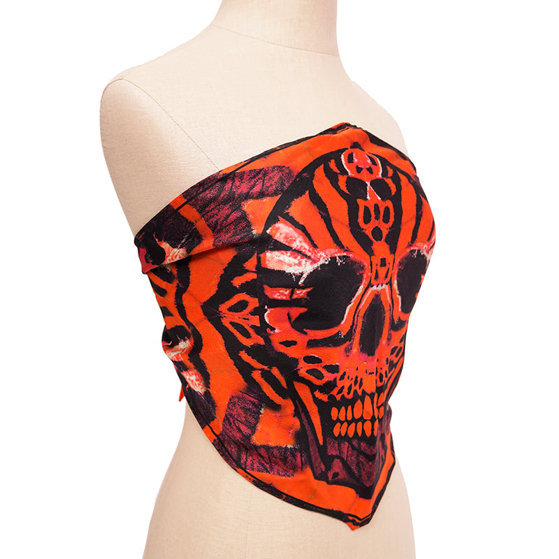 NEW $395 ALEXANDER MCQUEEN Red/Orange TIGER WINGS RUNWAY Twill Silk TOP SCARF