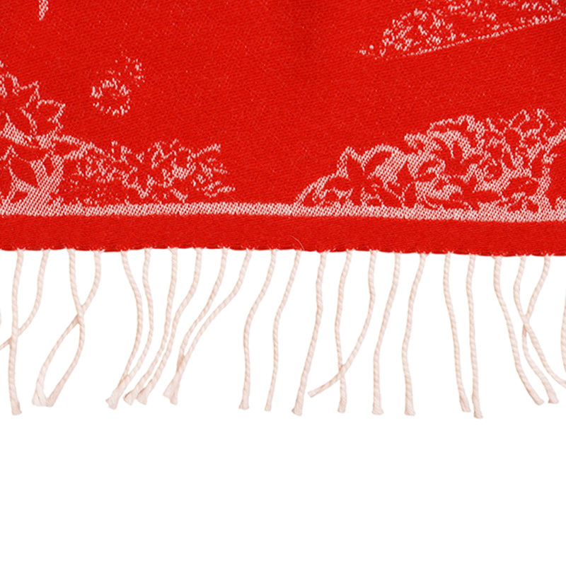 NEW $895 ALEXANDER MCQUEEN Red Ivory DREAMING SKULL WOOL-CASHMERE Knit 84" SCARF