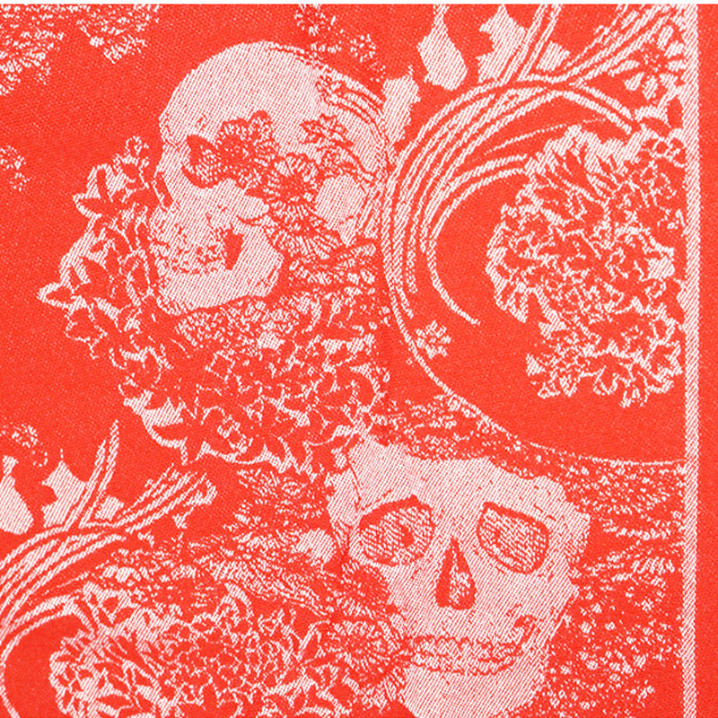 NEW $895 ALEXANDER MCQUEEN Red Ivory DREAMING SKULL WOOL-CASHMERE Knit 84" SCARF