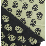 NEW $395 ALEXANDER MCQUEEN 100% Wool Green Reversible SKULL Jacquard Knit SCARF