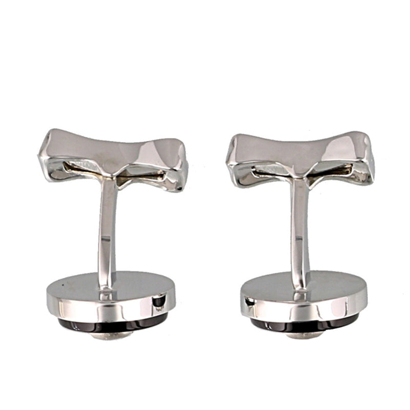 NEW $290 ALEXANDER MCQUEEN Mens Silver Tone Brass GRINNING SKULLS Onyx CUFFLINKS