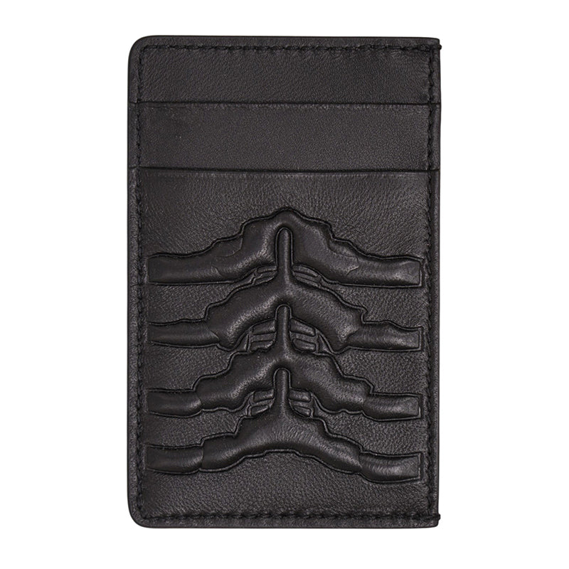 NEW ALEXANDER MCQUEEN Black RIB CAGE Embossed Leather GOTHIC CARD CASE NIB