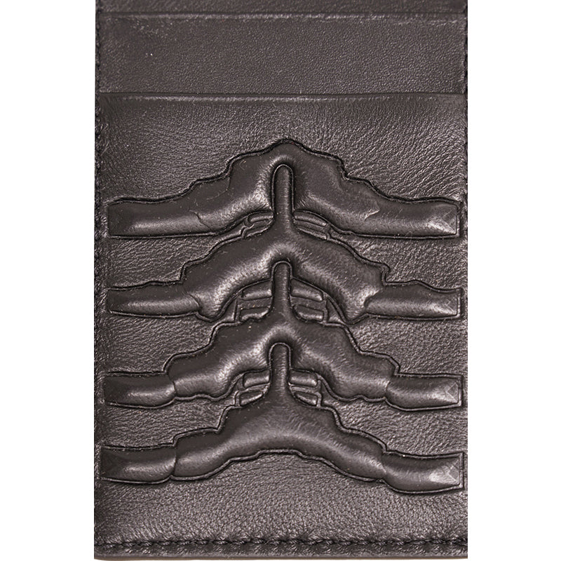 NEW ALEXANDER MCQUEEN Black RIB CAGE Embossed Leather GOTHIC CARD CASE NIB