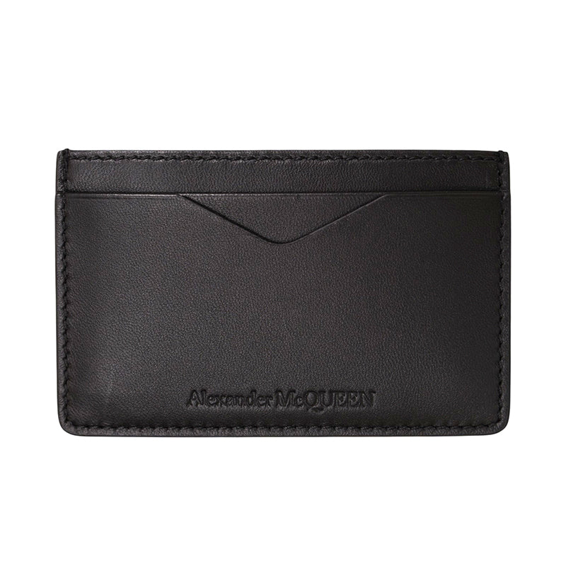 NEW ALEXANDER MCQUEEN Black RIB CAGE Embossed Leather GOTHIC CARD CASE NIB