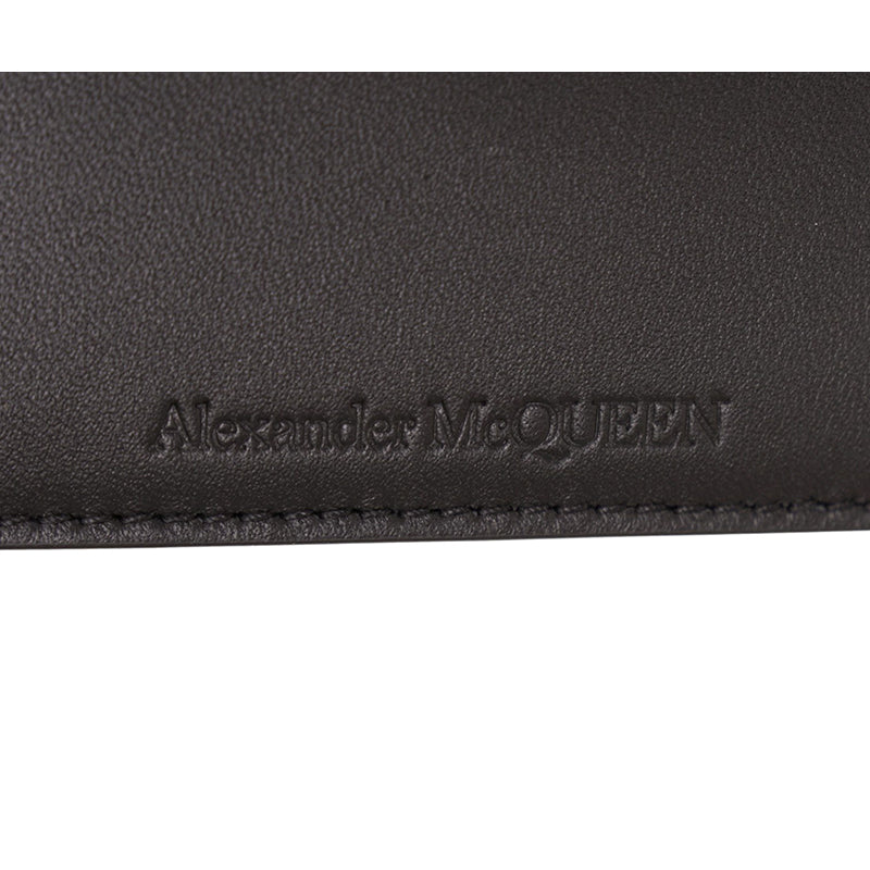 NEW ALEXANDER MCQUEEN Black RIB CAGE Embossed Leather GOTHIC CARD CASE NIB