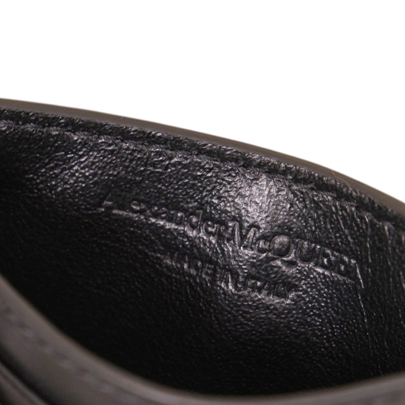 NEW ALEXANDER MCQUEEN Black RIB CAGE Embossed Leather GOTHIC CARD CASE NIB