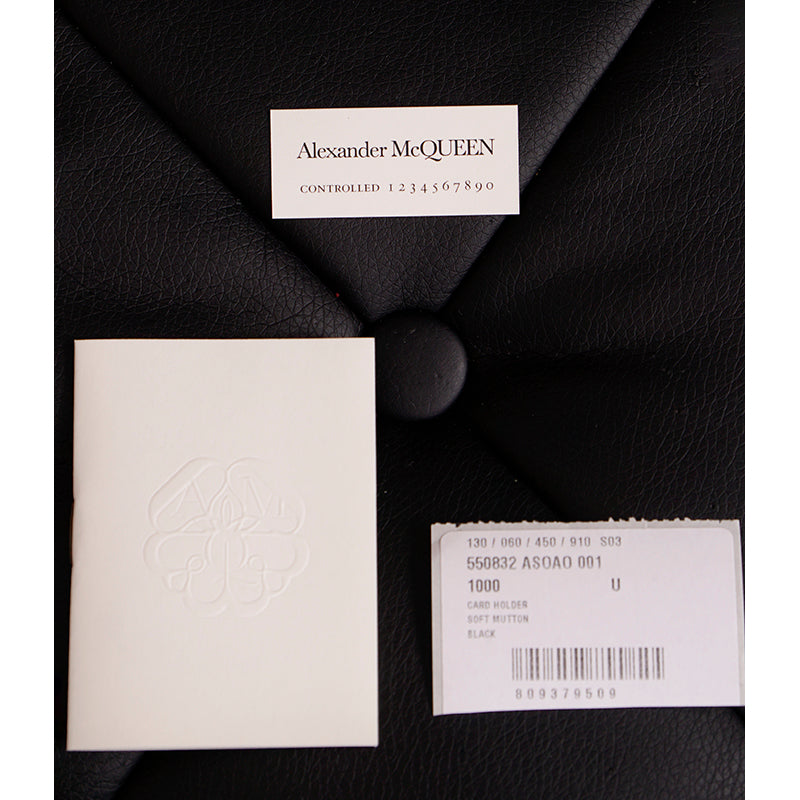 NEW ALEXANDER MCQUEEN Black RIB CAGE Embossed Leather GOTHIC CARD CASE NIB