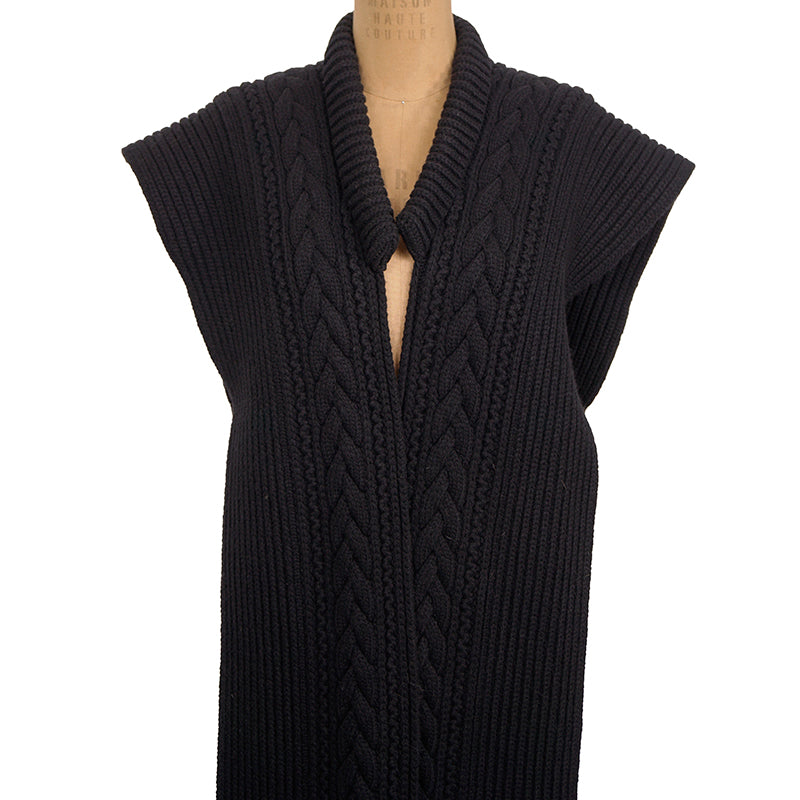 NEW $1,250 ALEXANDER MCQUEEN Black 100% Wool SKULL Cable Chunky Knit SCARF