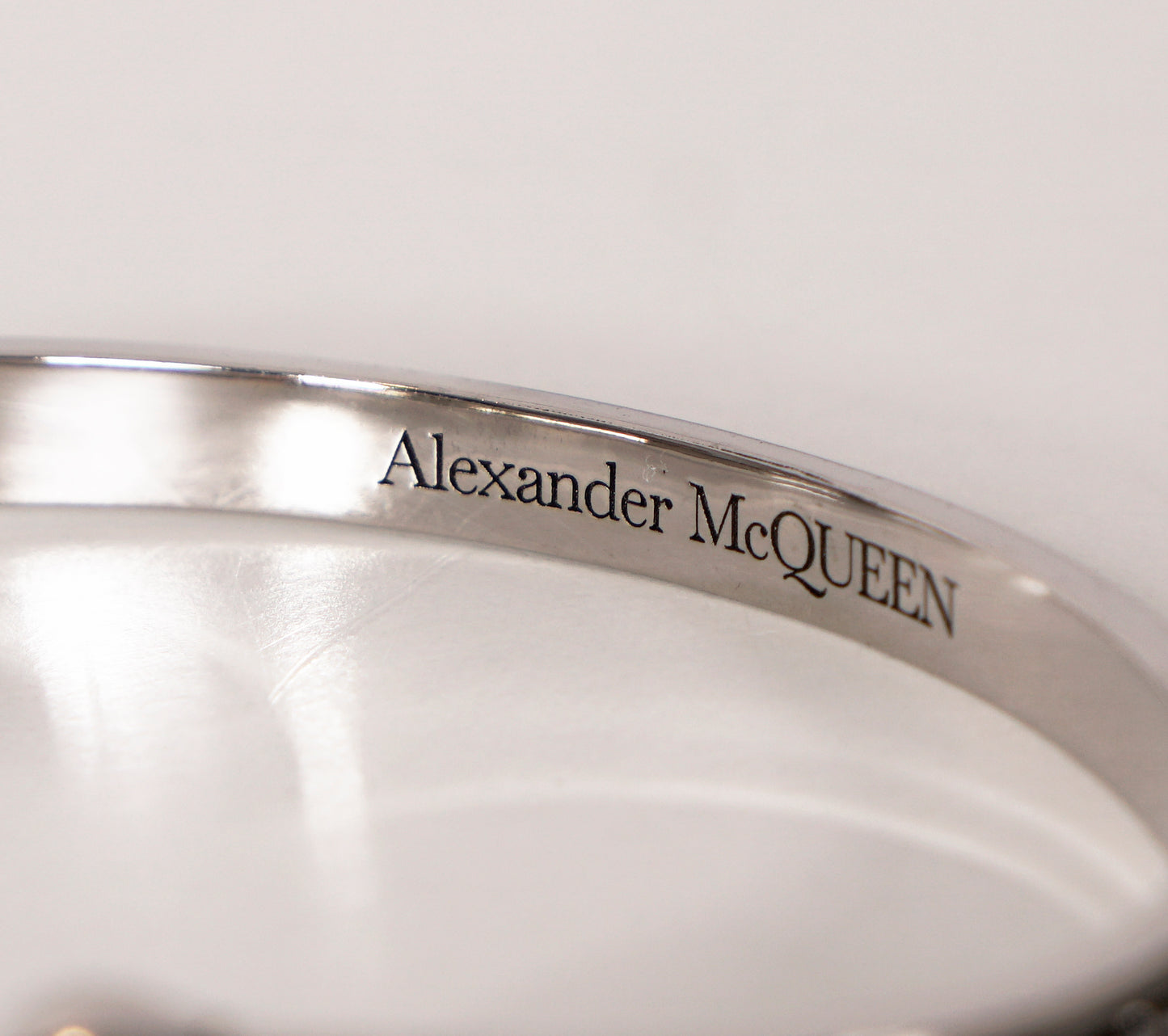 NEW $450 ALEXANDER MCQUEEN Silver Tone Brass TWIN SKULL & SNAKE CUFF BRACELET