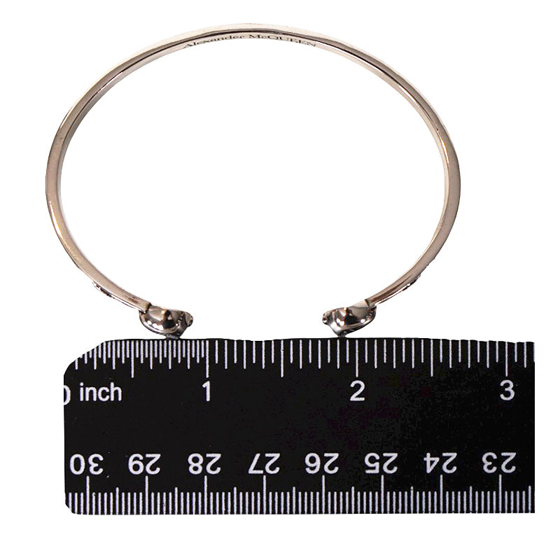 NEW $450 ALEXANDER MCQUEEN Silver Tone Brass TWIN SKULL & SNAKE CUFF BRACELET