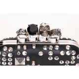 VINTAGE $3,895 ALEXANDER MCQUEEN Black Leather Studded RING KNUCKLE CLUTCH BAG