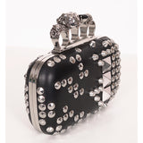 VINTAGE $3,895 ALEXANDER MCQUEEN Black Leather Studded RING KNUCKLE CLUTCH BAG