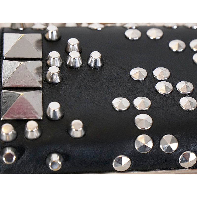 VINTAGE $3,895 ALEXANDER MCQUEEN Black Leather Studded RING KNUCKLE CLUTCH BAG