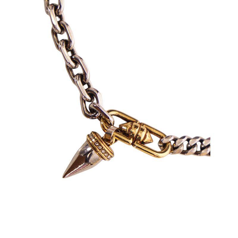 NEW $750 ALEXANDER MCQUEEN Silver Tone Brass SPIKE STUDDED Double Chain BRACELET