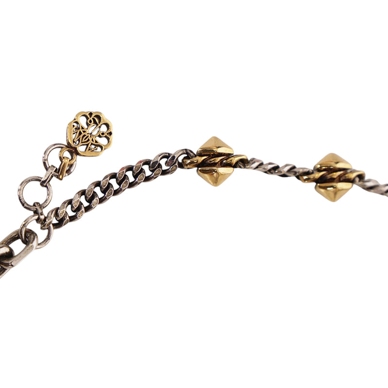 NEW $750 ALEXANDER MCQUEEN Silver Tone Brass SPIKE STUDDED Double Chain BRACELET