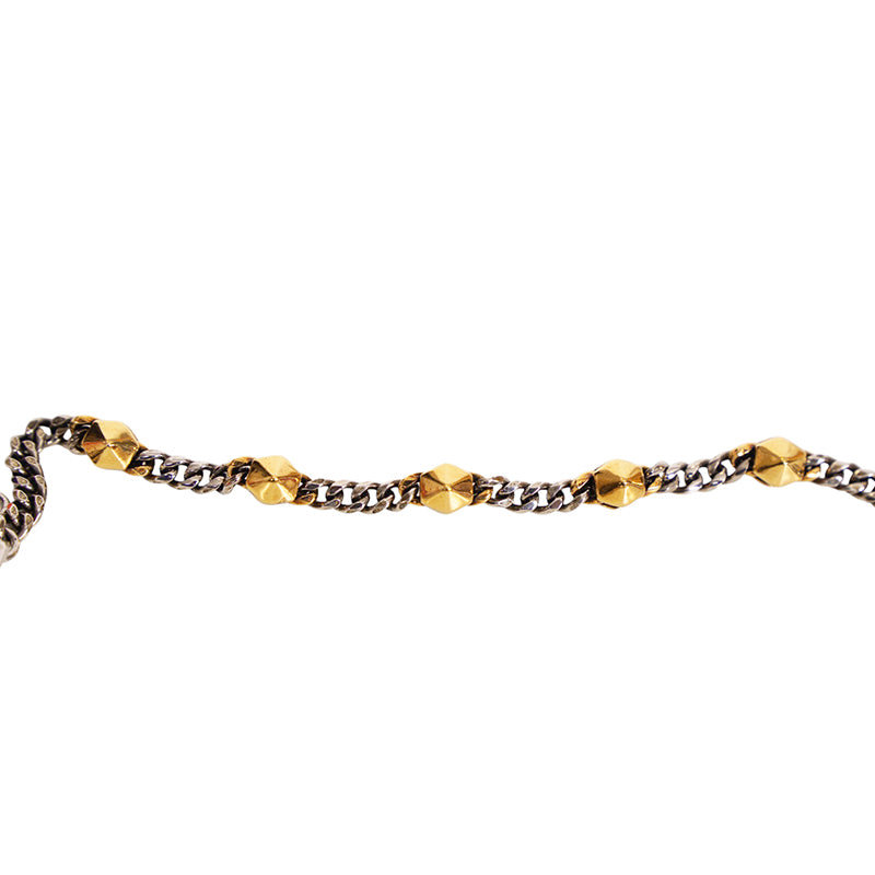NEW $750 ALEXANDER MCQUEEN Silver Tone Brass SPIKE STUDDED Double Chain BRACELET