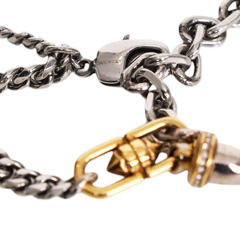 NEW $750 ALEXANDER MCQUEEN Silver Tone Brass SPIKE STUDDED Double Chain BRACELET