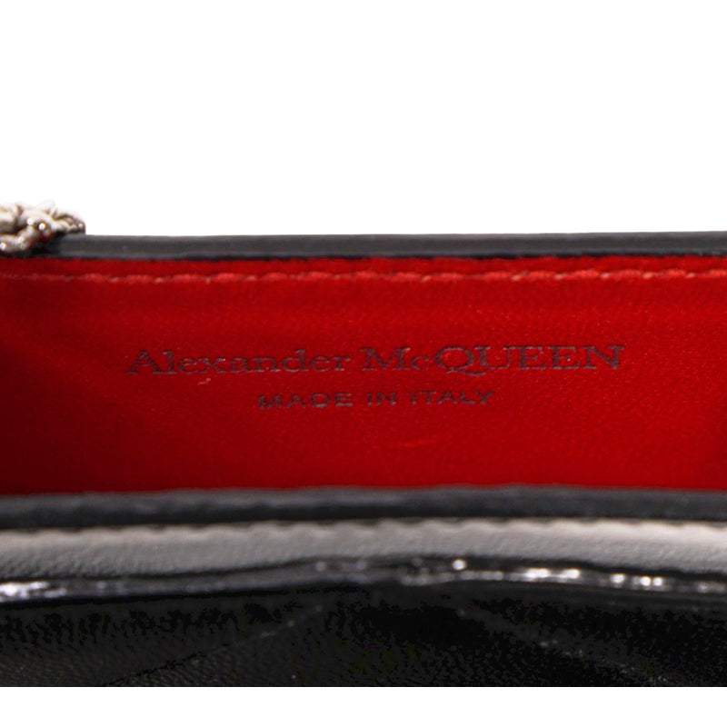 NEW $720 ALEXANDER MCQUEEN Black MINI SKULL GRAFFITI LOGO Leather PHONE CASE BAG