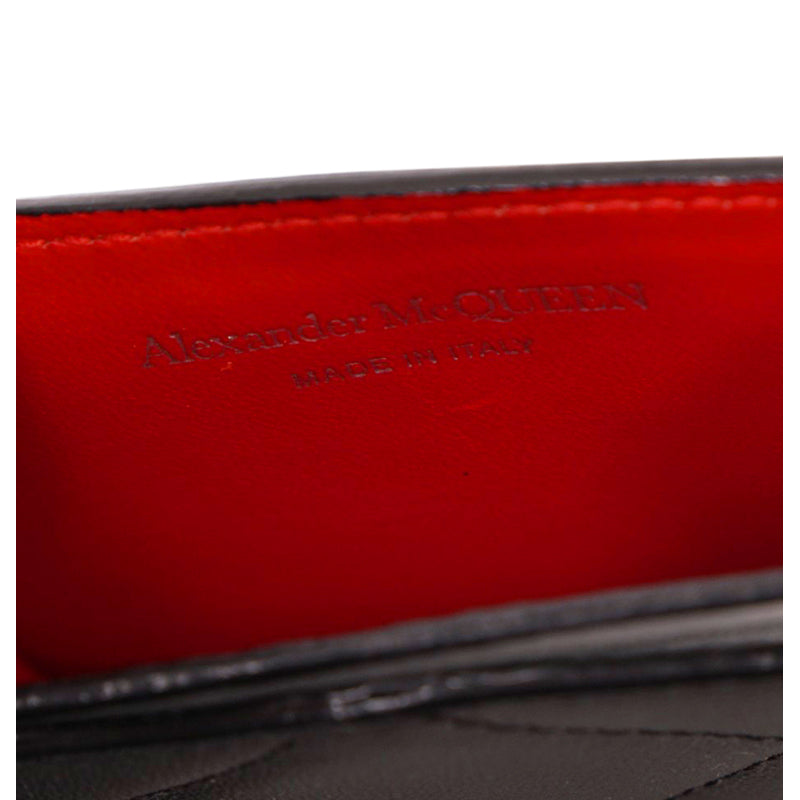 NEW $720 ALEXANDER MCQUEEN Black MINI SKULL GRAFFITI LOGO Leather PHONE CASE BAG