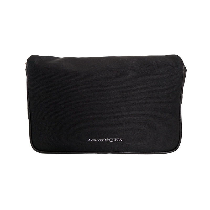 NEW $890 ALEXANDER MCQUEEN Black Nylon CRYSTAL SKULL WHITE GRAFFITI LOGO BAG NWT