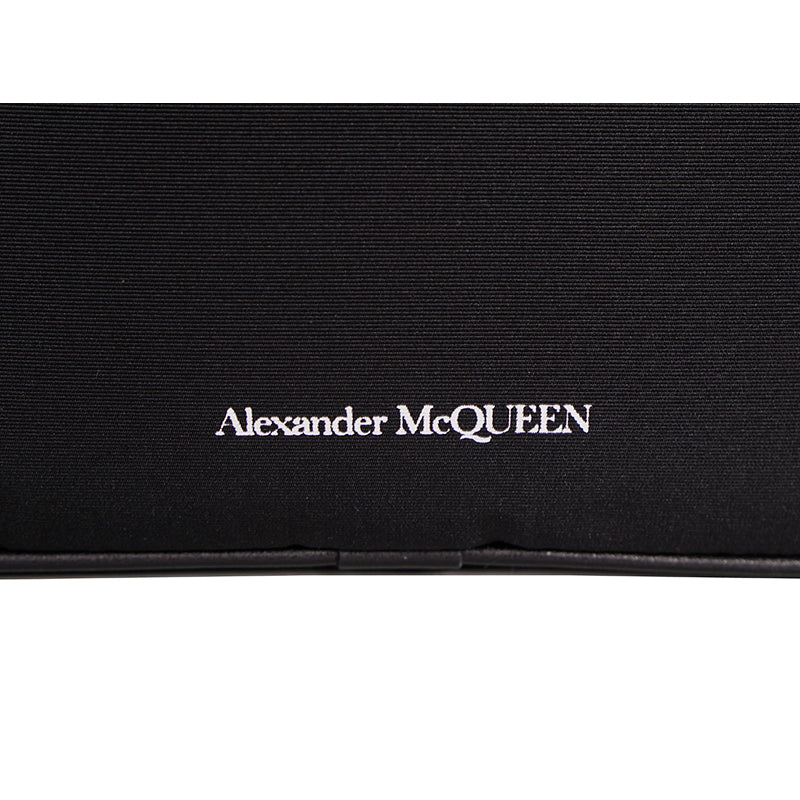 NEW $890 ALEXANDER MCQUEEN Black Nylon CRYSTAL SKULL WHITE GRAFFITI LOGO BAG NWT