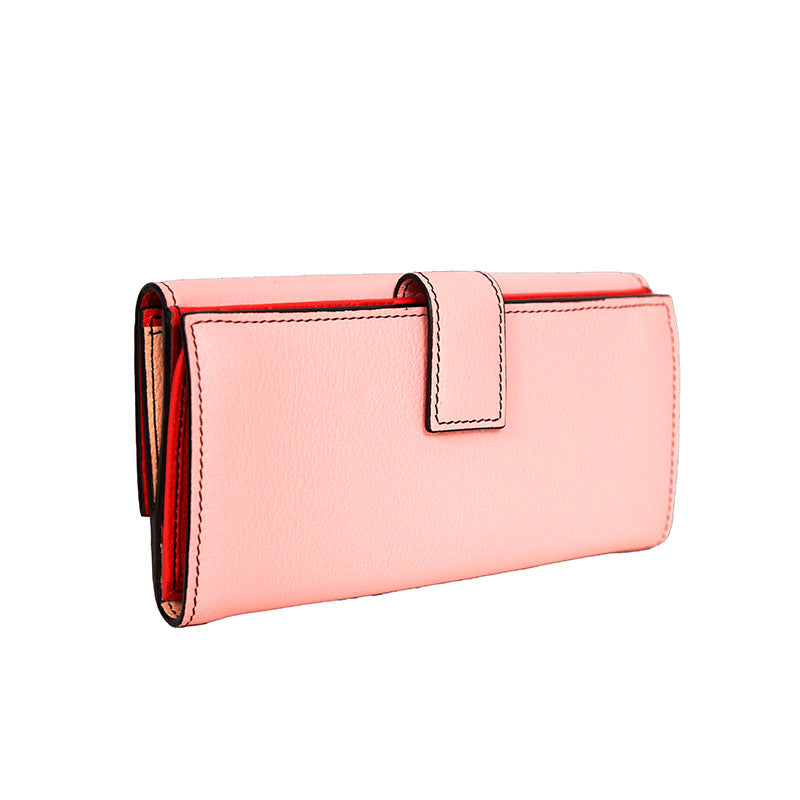NEW $830 ALEXANDER MCQUEEN Pink Leather Silver SKULL Continental LONG WALLET NWT