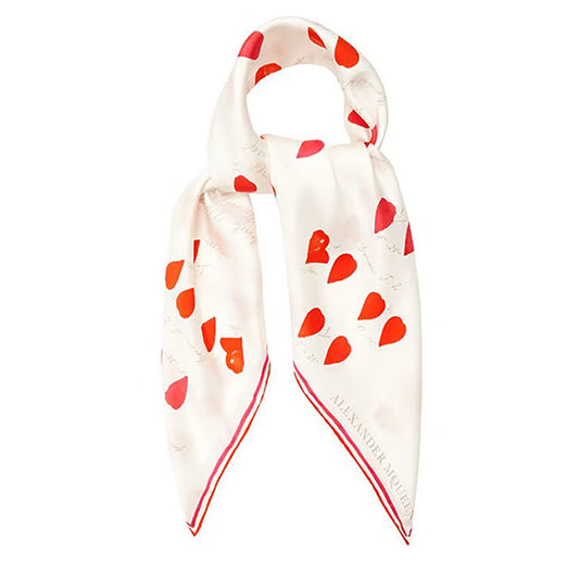 NEW $295 ALEXANDER MCQUEEN Ivory Heart FLOWER PETAL PRINT Head, Bag, NECK SCARF