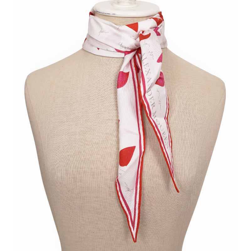 NEW $295 ALEXANDER MCQUEEN Ivory Heart FLOWER PETAL PRINT Head, Bag, NECK SCARF