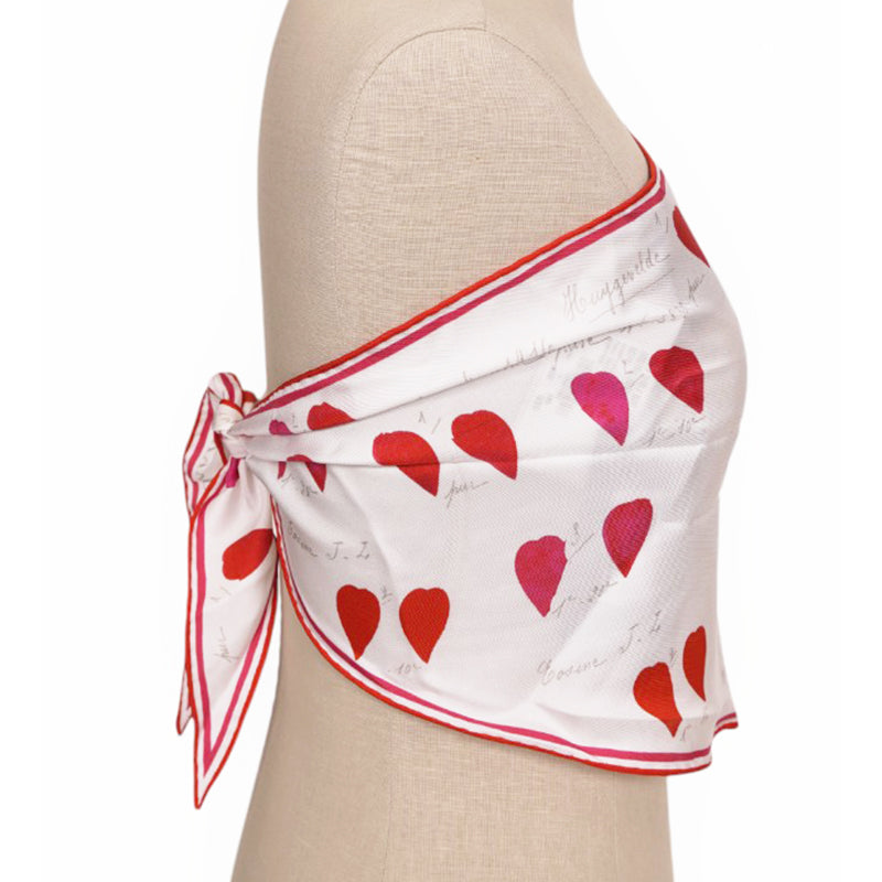NEW $295 ALEXANDER MCQUEEN Ivory Heart FLOWER PETAL PRINT Head, Bag, NECK SCARF