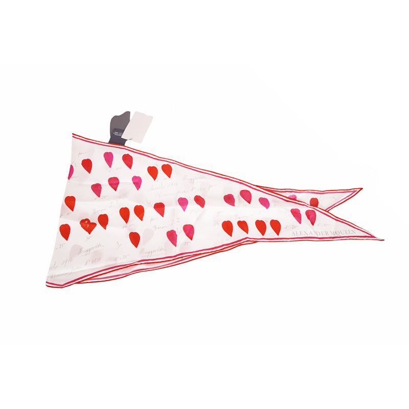 NEW $295 ALEXANDER MCQUEEN Ivory Heart FLOWER PETAL PRINT Head, Bag, NECK SCARF