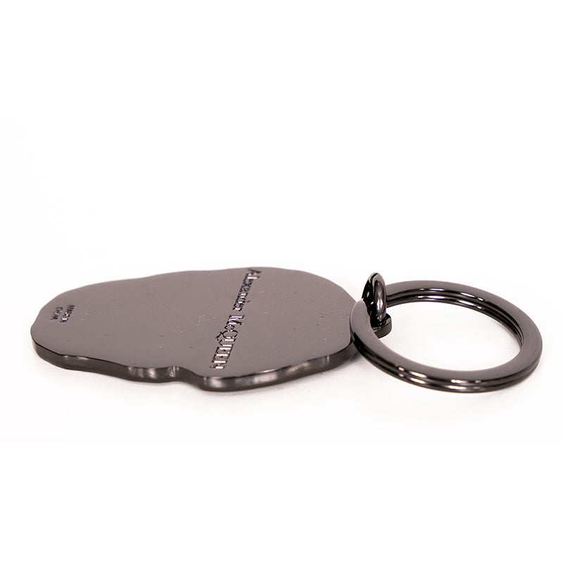 NEW $195 ALEXANDER MCQUEEN Pewter Tone Brass GRINNING LOGO SKULL KEYRING NIB