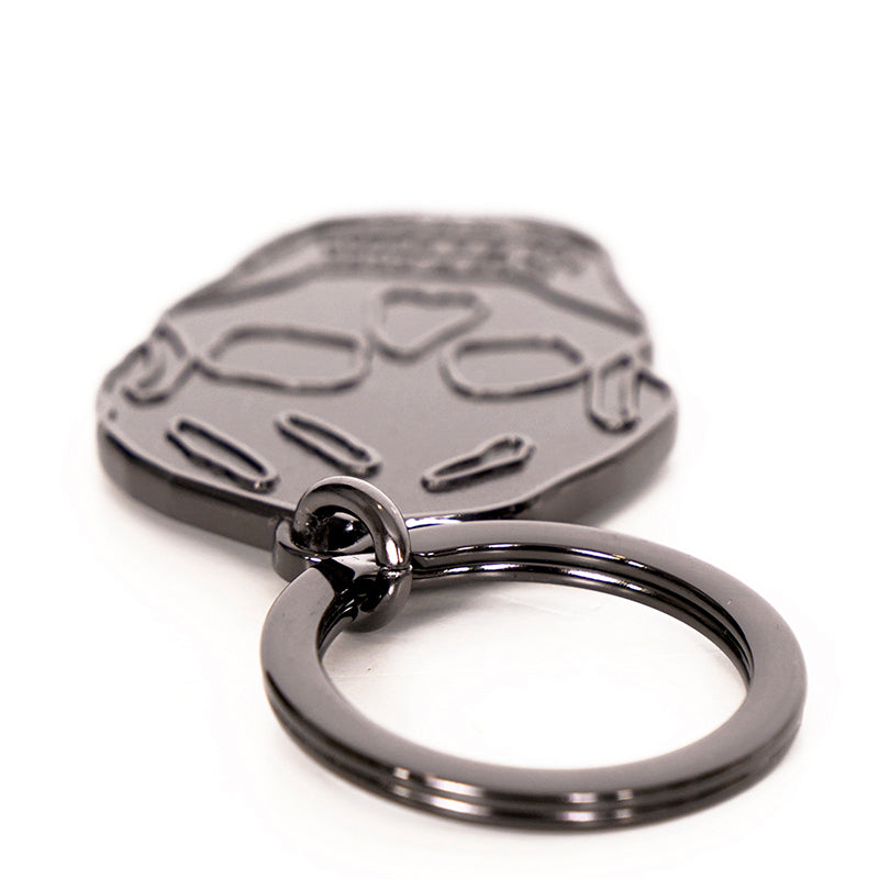 NEW $195 ALEXANDER MCQUEEN Pewter Tone Brass GRINNING LOGO SKULL KEYRING NIB