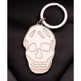 NEW $195 ALEXANDER MCQUEEN Silver Tone Brass GRINNING LOGO SKULL KEYRING NIB