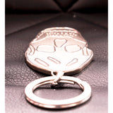 NEW $195 ALEXANDER MCQUEEN Silver Tone Brass GRINNING LOGO SKULL KEYRING NIB