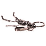 NEW $375 ALEXANDER MCQUEEN Gunmetal Silver Tone Brass DANCING SKELETON KEYRING