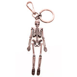 NEW $375 ALEXANDER MCQUEEN Gunmetal Silver Tone Brass DANCING SKELETON KEYRING