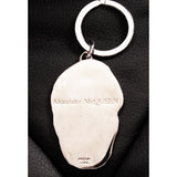 NEW $195 ALEXANDER MCQUEEN White Enamel & Silver Tone Brass SKULL KEYRING NIB