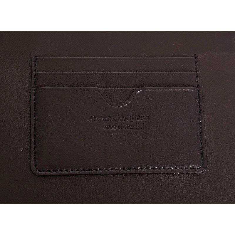 NEW $790 ALEXANDER MCQUEEN Black Leather TORN SKULL GRAPHIC PRINT Crossbody BAG