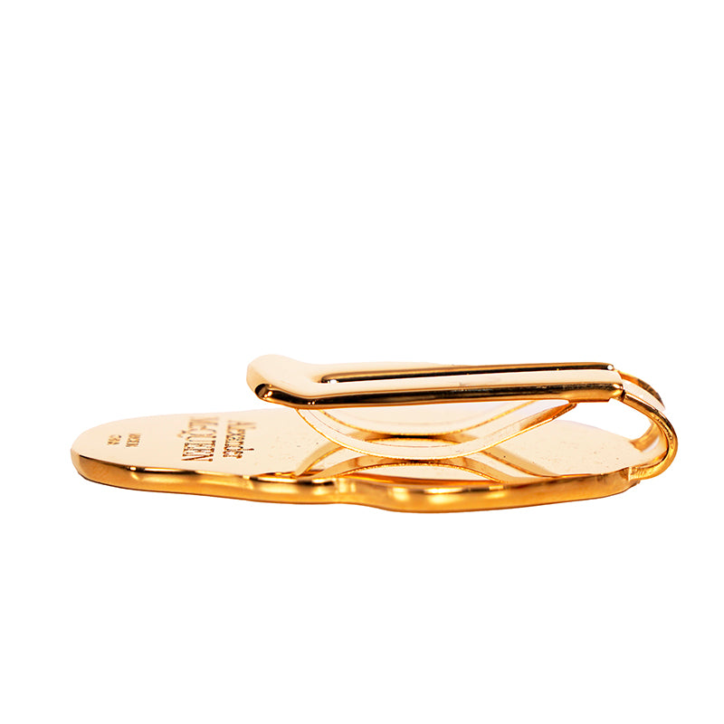 NEW $130 ALEXANDER MCQUEEN Shiny Gold Tone Brass SKULL MONEY CLIP w/ Gift Box